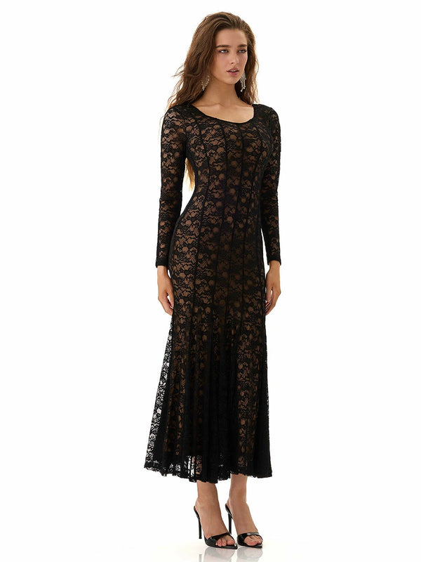Midnight Lace Jacquard Maxi Dress