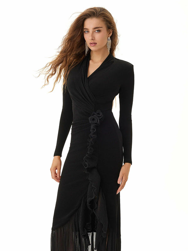 Obsidian Enigma Ruffle Dress
