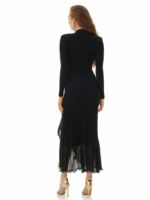 Obsidian Enigma Ruffle Dress