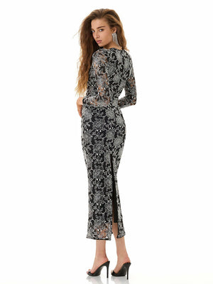 Model in Purple Twist Front Midi Dress by MAJOR CRUSH-3