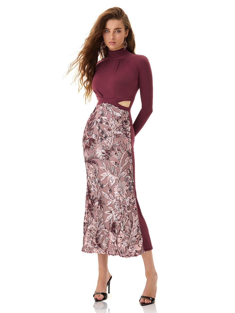 Mulberry Dazzle Cut-out Dress
