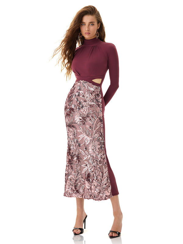 Mulberry Dazzle Cut-out Dress