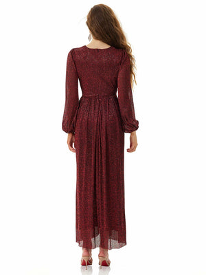 Model poses in Red Glitter Party Dress from MAJOR CRUSH collection（2）