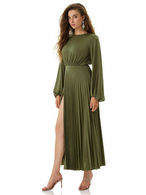 Forest Whisper Pleated Dress