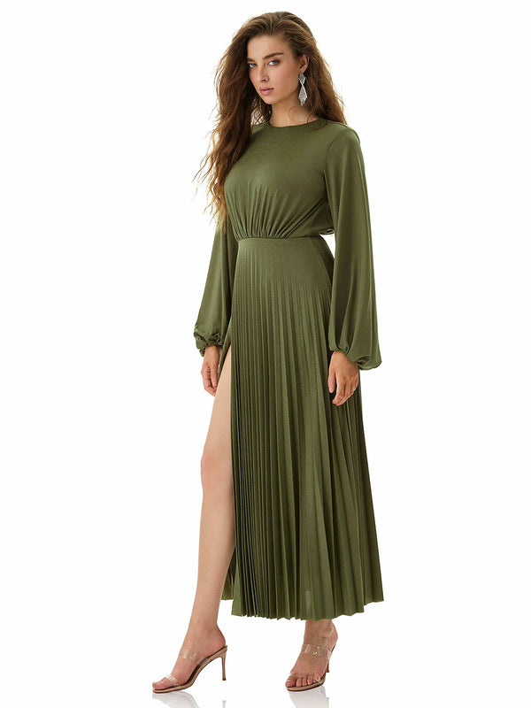 Forest Whisper Pleated Dress