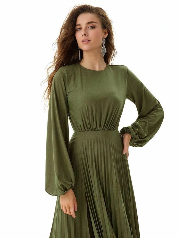 Forest Whisper Pleated Dress