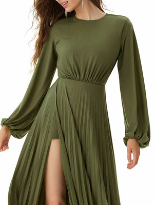 Forest Whisper Pleated Dress