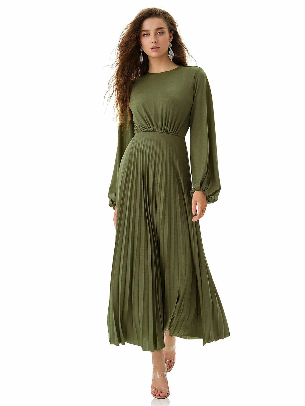 Forest Whisper Pleated Dress