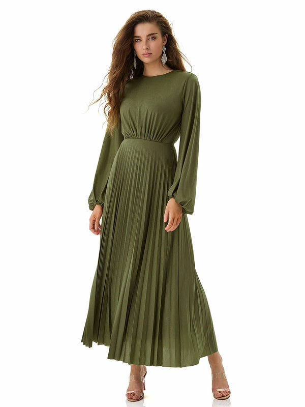 Forest Whisper Pleated Dress