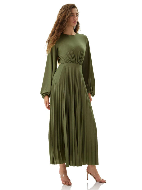 Forest Whisper Pleated Dress