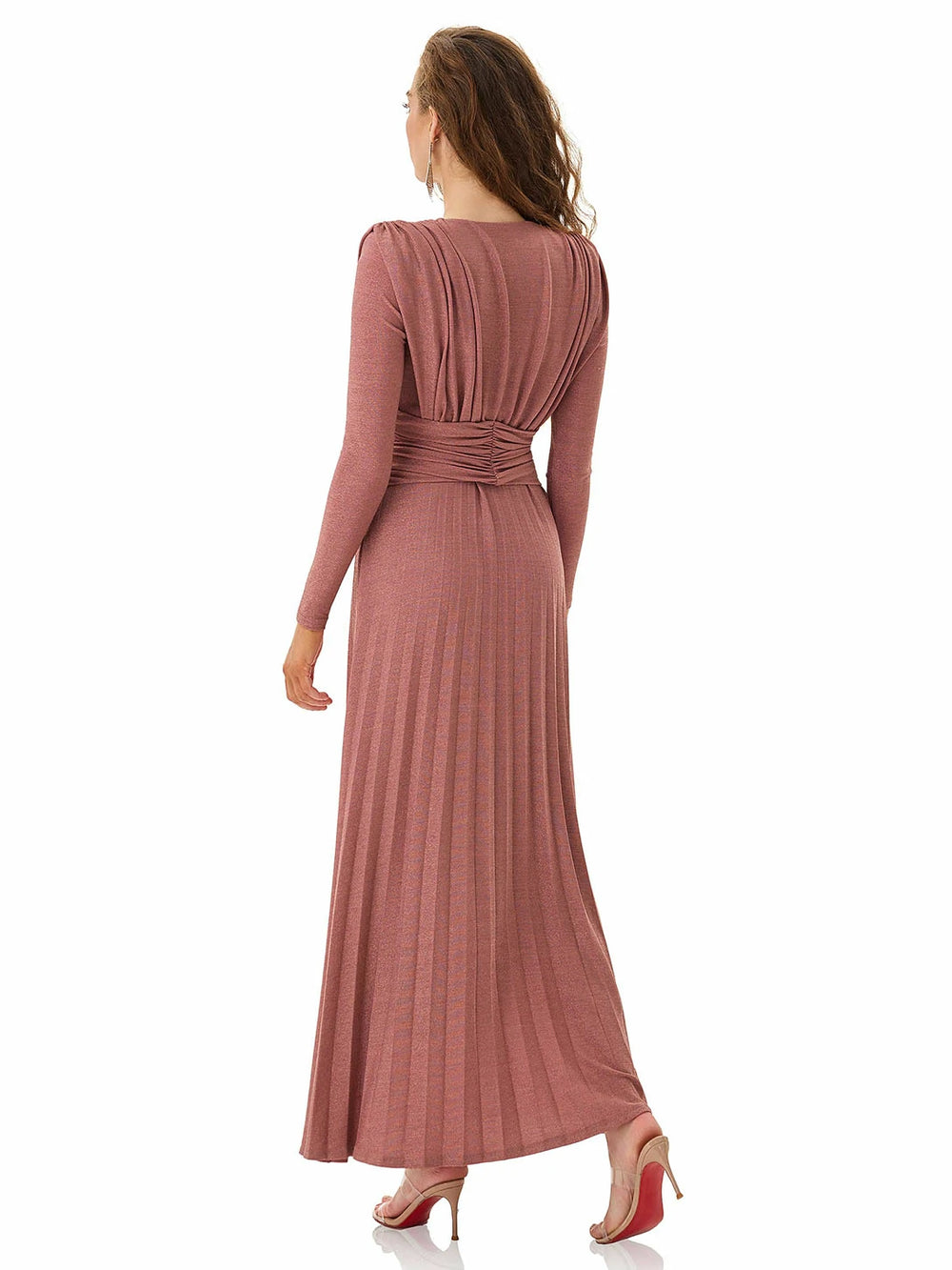 Coral Pink Pleated Dress