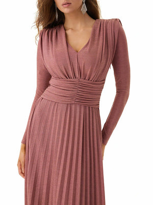 Coral Pink Pleated Dress