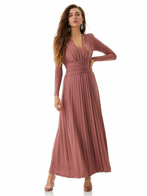 Coral Pink Pleated Dress