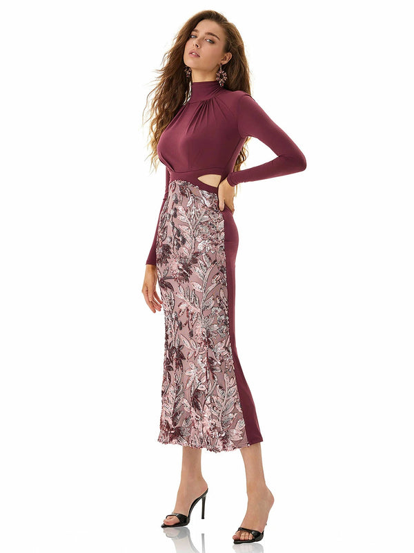 Mulberry Dazzle Cut-out Dress