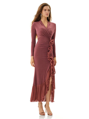 Berry Night Ruffle Dress