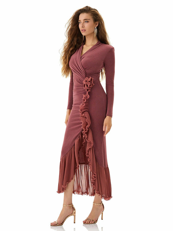 Berry Night Ruffle Dress