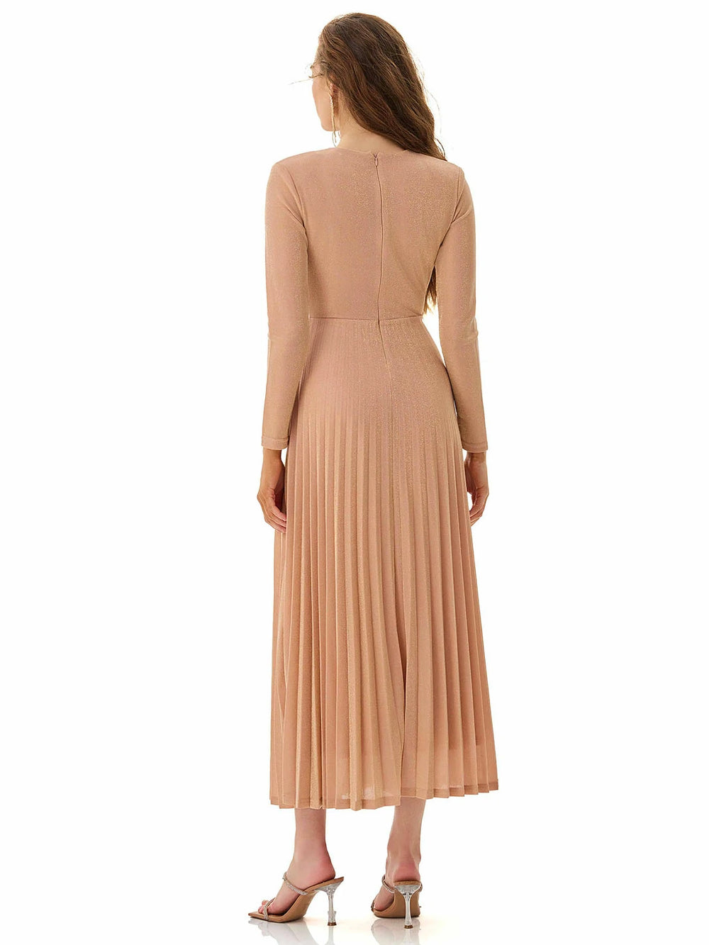 Champagne Shimmer Pleated Dress
