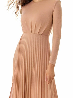 Champagne Shimmer Pleated Dress