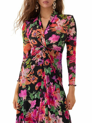 Colorful Print Long Sleeve Maxi Dress