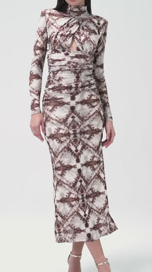 Camel Geometric Print Dress