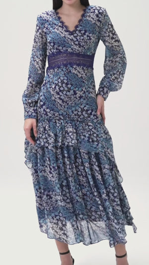 Watercolor Blooms Lace Dress
