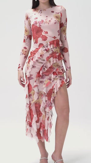 Soft Pink Floral Print Dress