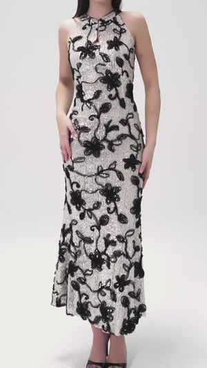 Moonlight Bloom Shadow Sequin Dress