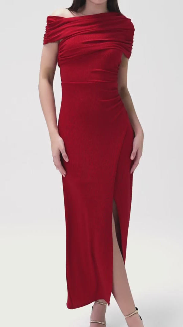 Red Knit Asymmetric Dress