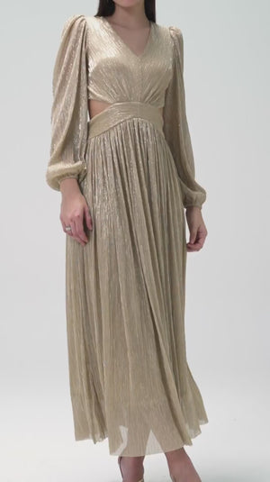 Champagne Ripple Pleated Dress